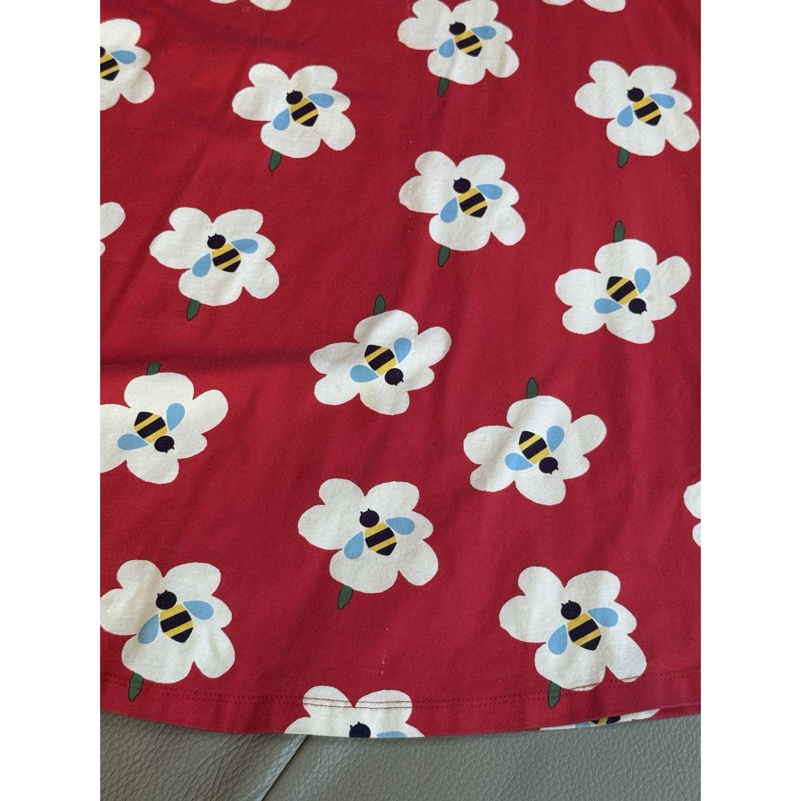 Hanna Andersson Girls Red Bee Floral Swing Dress Size 8 130cm Cotton Euc — image 5 of 7